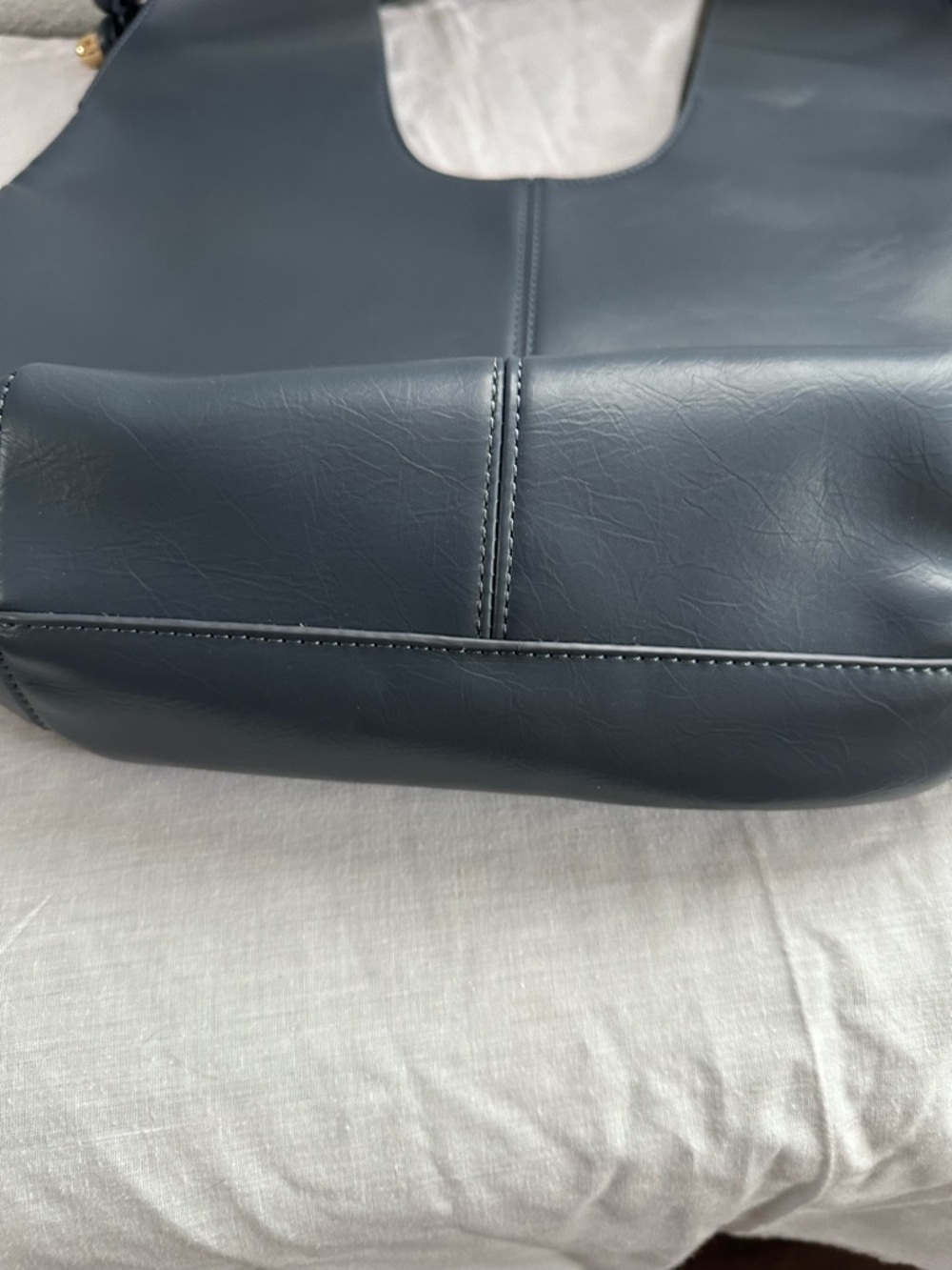 Melie Bianco Blue Slouchy Hobo Tote w/ Gold Charm | Anthropologie Style - Picture 8 of 15